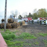 Pożar stogu w Strzelnie