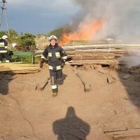 Pożar w tartaku w miejscowości Łąkie (gm. Strzelno)